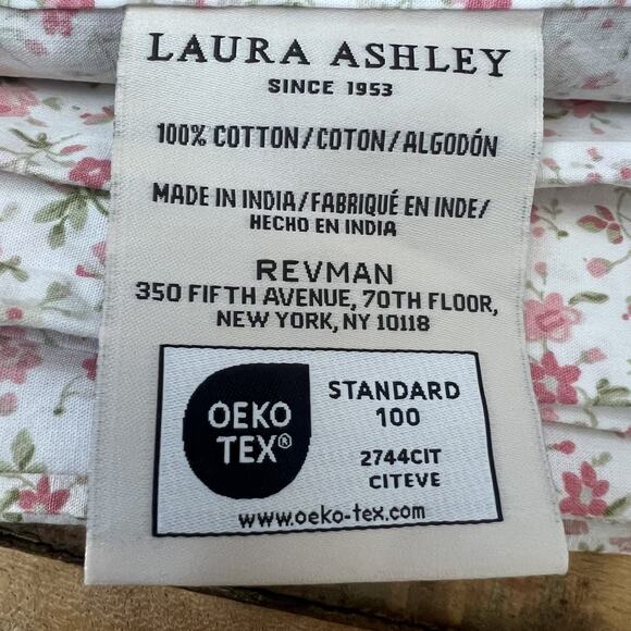 Laura Ashley Twin XL Fitted Sheet & Flat Sheet Set Pink Floral Print 100% Cotton - Picture 7 of 9